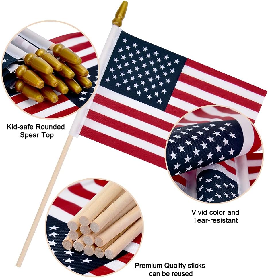 12 Pack Small American Flags